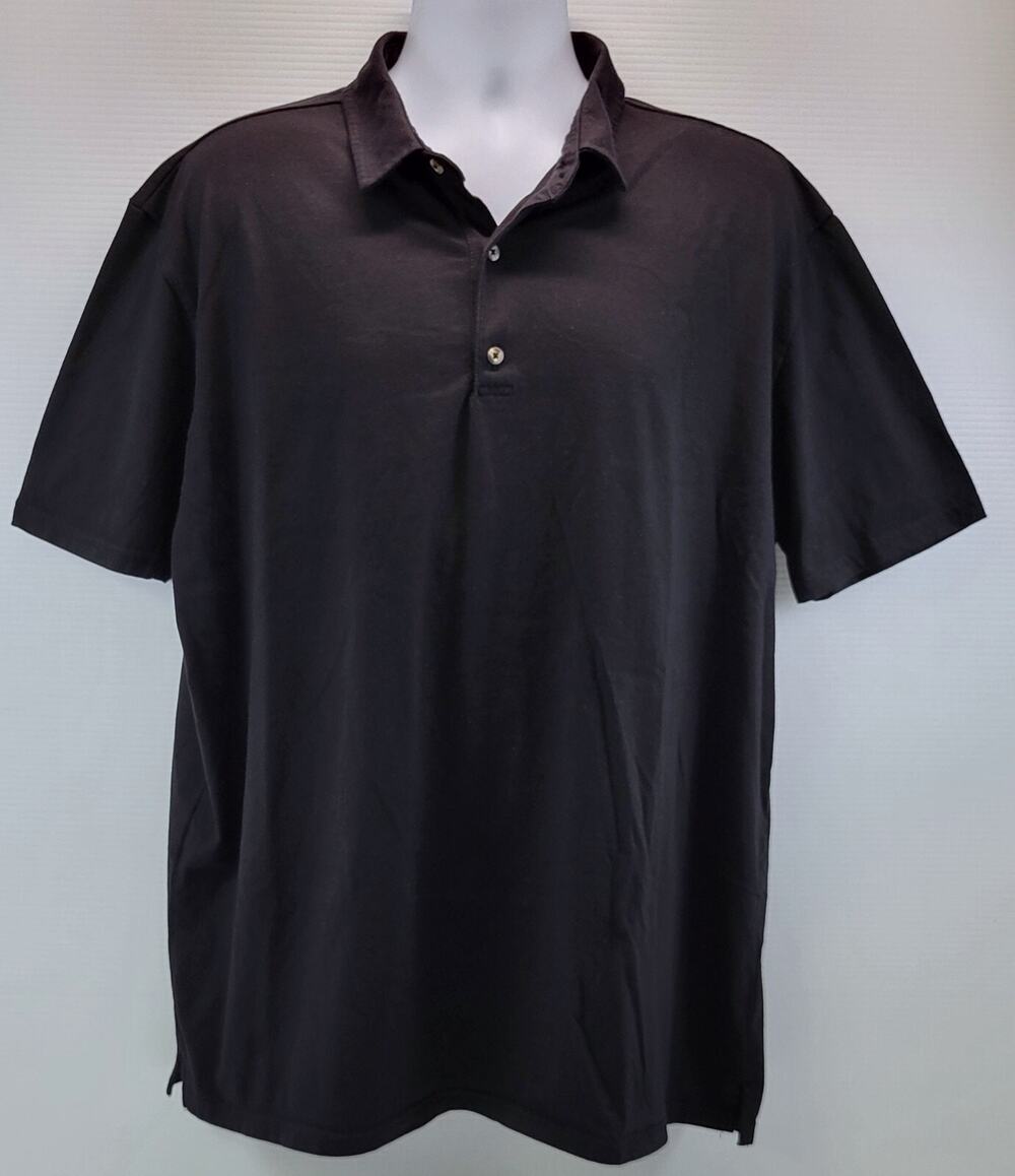 A) Fresh Clean Threads Men Polo Shirt Black 3XL Stratusoft Blend